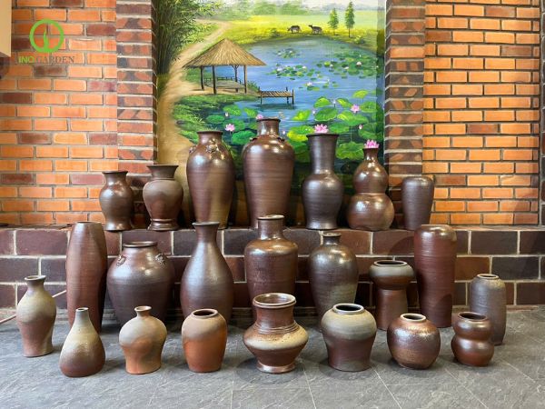 bộ sưu tập bình cắm hoa gốm mộc
