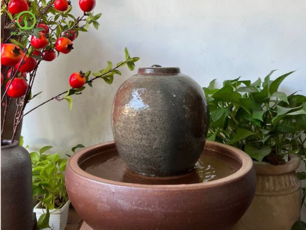 chậu gốm thác nước