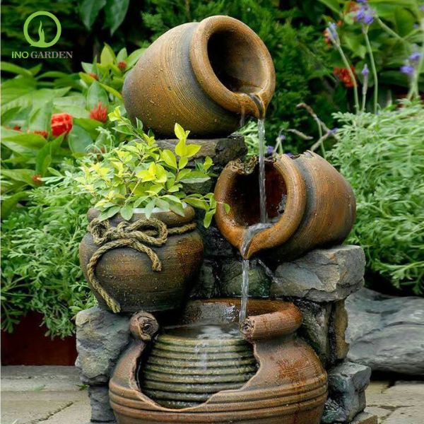 thác nước phong thuỷ bằng gốm